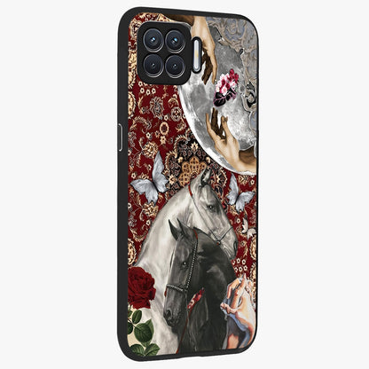 Moonlit Royal Stallion Glass Case upright view showcasing dramatic horse artwork with glowing moon themed design.