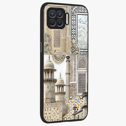 Mughal Marble Legacy Glass Case upright view showcasing ornate Mughal design with luxurious traditional theme.