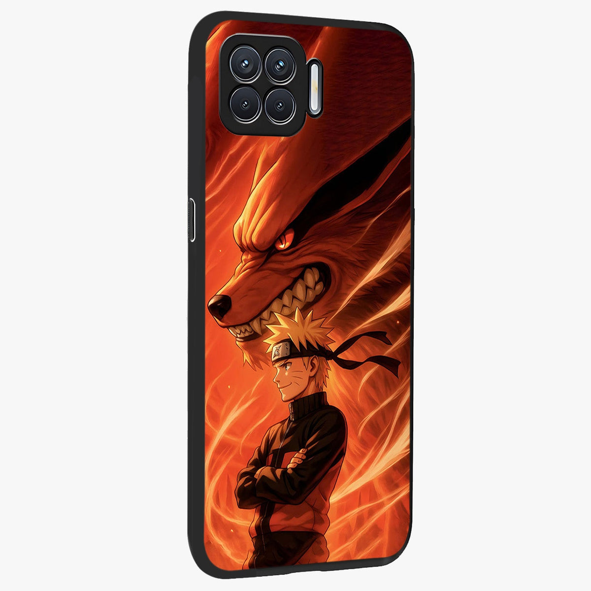 Nine Tails Legacy Glass Case upright view showcasing dramatic nine-tails artwork with intense anime themed design.