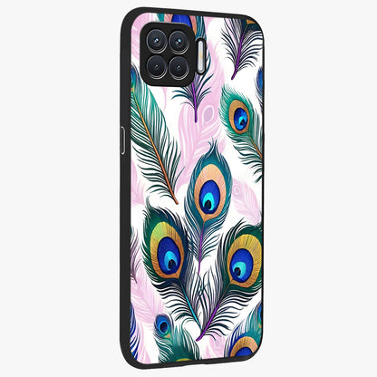Royal Peacock Feathers Glass Case upright view showcasing elegant peacock feather artwork with decorative royal theme.