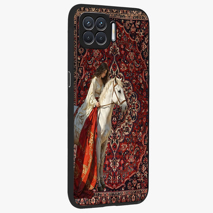 Royal Rider Tapestry Glass Case upright view showcasing detailed rider artwork with classic tapestry theme.