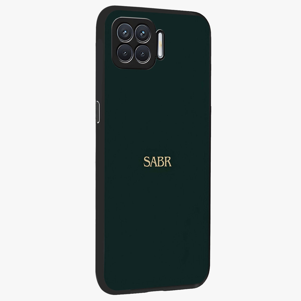 Sabr Minimal Patience Glass Case upright view showcasing calm minimalist artwork with motivational patience theme.
