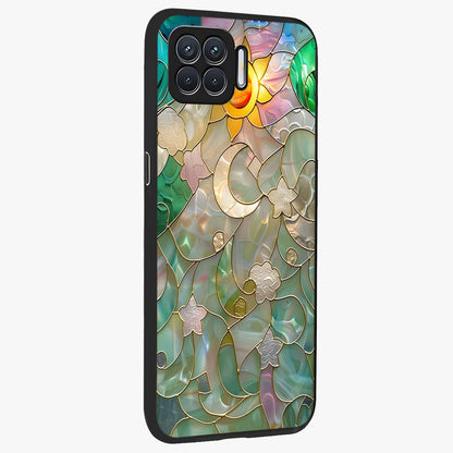 Stained Sunrise Glow Glass Case upright view showcasing colorful sunrise artwork with warm morning theme.