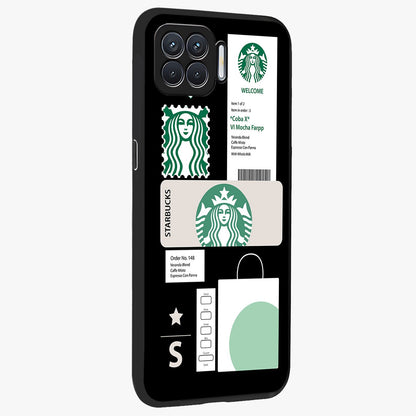 Starbucks Mocha Glass Case upright view showcasing trendy coffee inspired artwork with modern lifestyle theme.