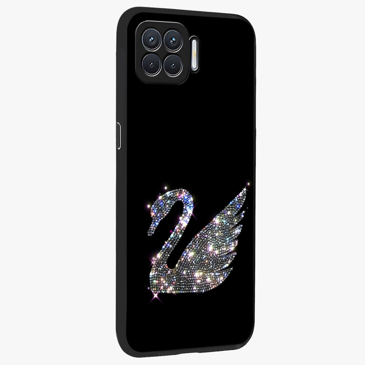 Starlit Swan Grace Glass Case upright view showcasing beautiful swan artwork with peaceful night themed design.