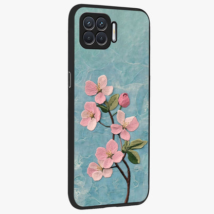 Threaded Blossom Breeze Glass Case upright view showcasing graceful flower artwork with calm botanical theme.