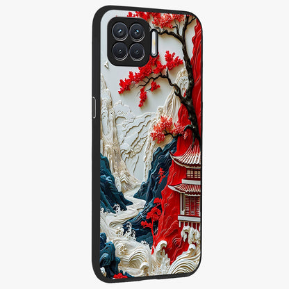 Whispers Of Sakura Waves Glass Case upright view showcasing delicate cherry blossom artwork with elegant nature theme.