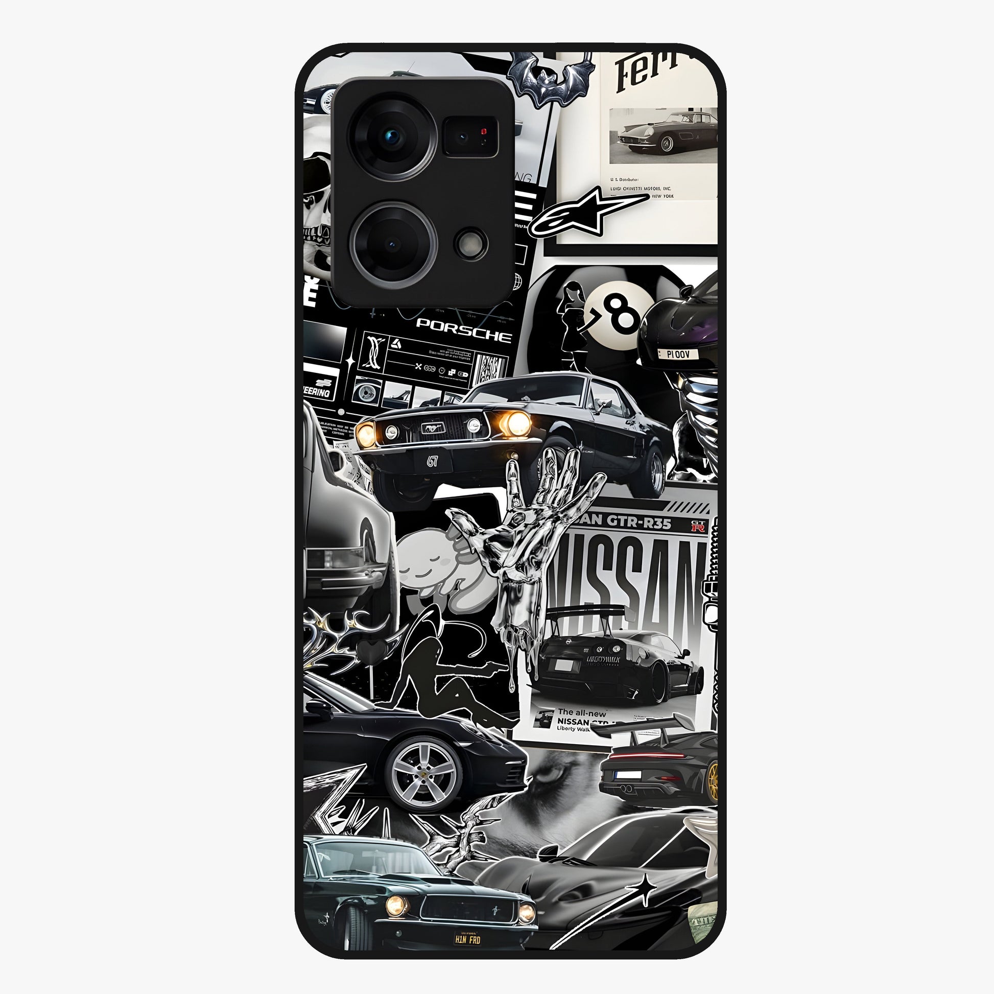 Aesthetic Dark Love Glass Case showing flat back view with dark romantic artwork and glossy glass finish.