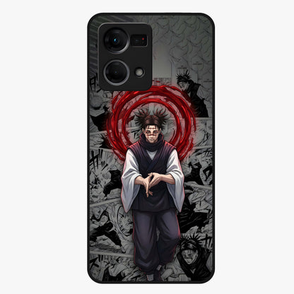 Cursed Ritual Ascension Glass Case showing flat back view with dark ritual themed artwork and glossy glass finish.