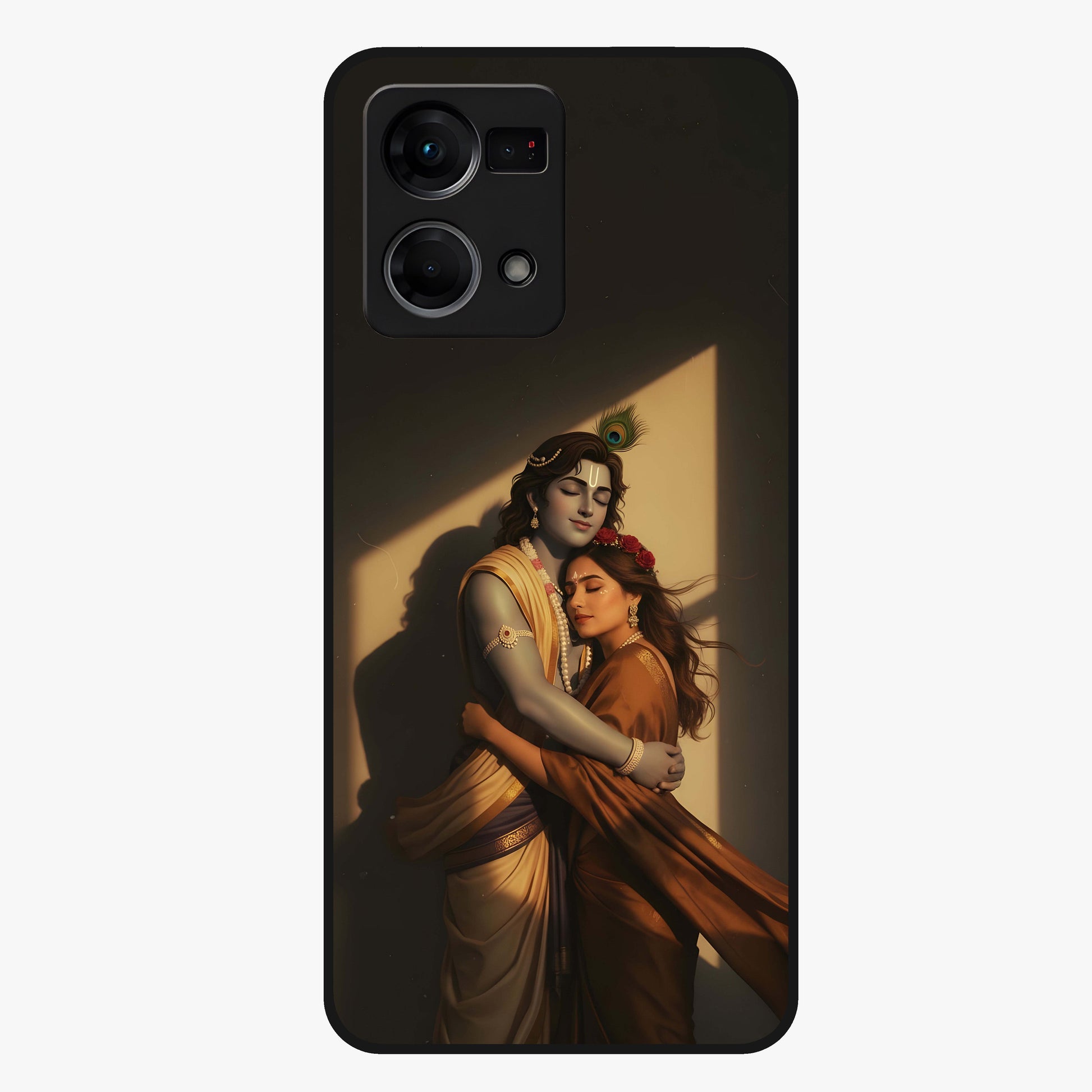 Divine Eternal Love Glass Case showing flat back view with spiritual love themed artwork and glossy glass finish.