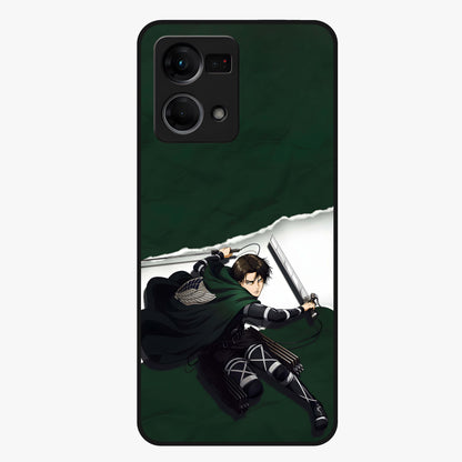 Emerald War Vanguard Glass Case showing flat back view with powerful warrior themed artwork and glossy glass finish.