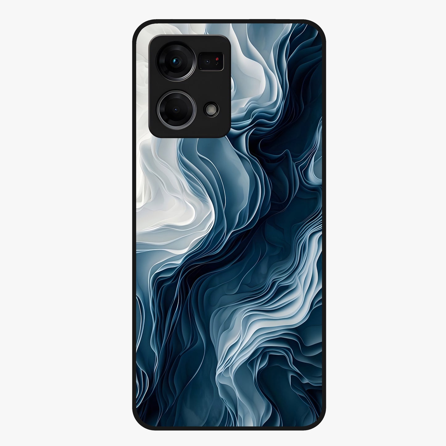 Ethereal Paper Marble Glass Case showing flat back view with soft marble paper texture artwork and glossy glass finish.