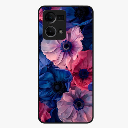 Flower Paper Art Pattern Glass Case showing flat back view with paper cut style floral artwork and glossy glass finish.