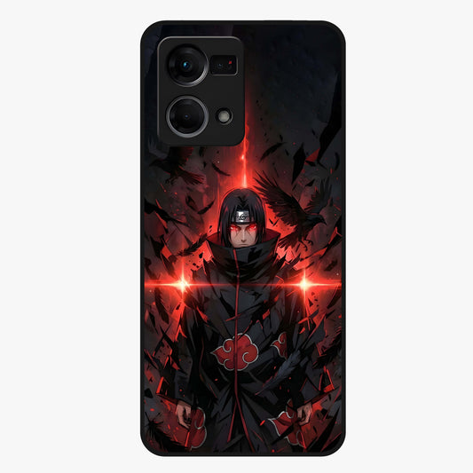 Focused Blade Discipline Glass Case showing flat back view with warrior sword themed artwork and glossy glass finish.