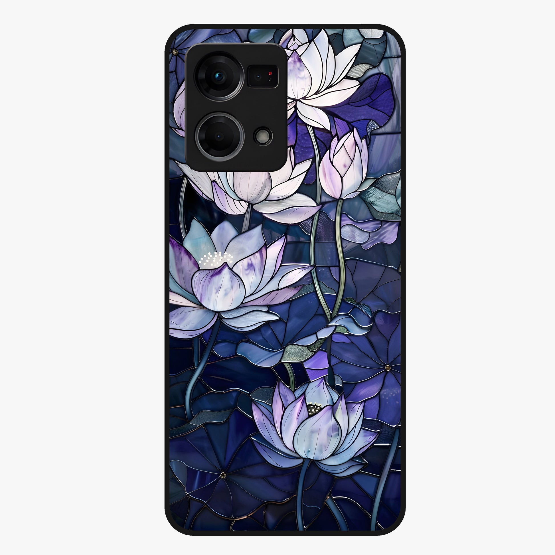 Gloss Petal Rush Glass Case showing flat back view with glossy flower petal artwork and smooth glass finish.