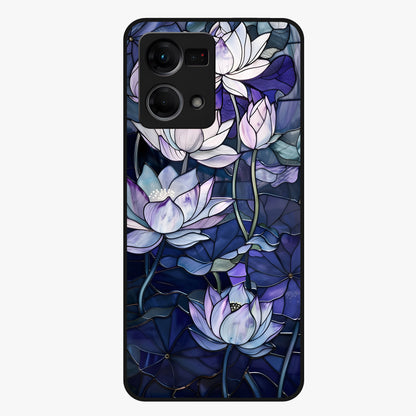 Gloss Petal Rush Glass Case showing flat back view with glossy flower petal artwork and smooth glass finish.