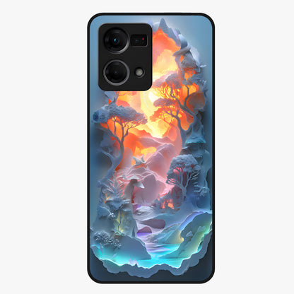 Glow Forest Portal Glass Case showing flat back view with glowing forest portal artwork and glossy glass finish.