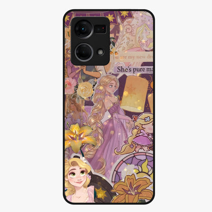 Magical Tangled Dream Glass Case showing flat back view with dreamy tangled artwork and glossy glass finish.