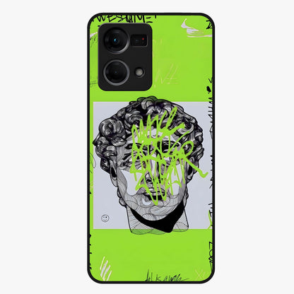 Neo Graffiti Rebellion Glass Case showing flat back view with vibrant graffiti artwork and glossy glass finish.