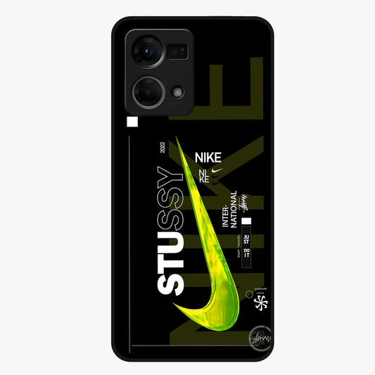 Neon Street Edition Glass Case showing flat back view with neon street style artwork and glossy glass finish.