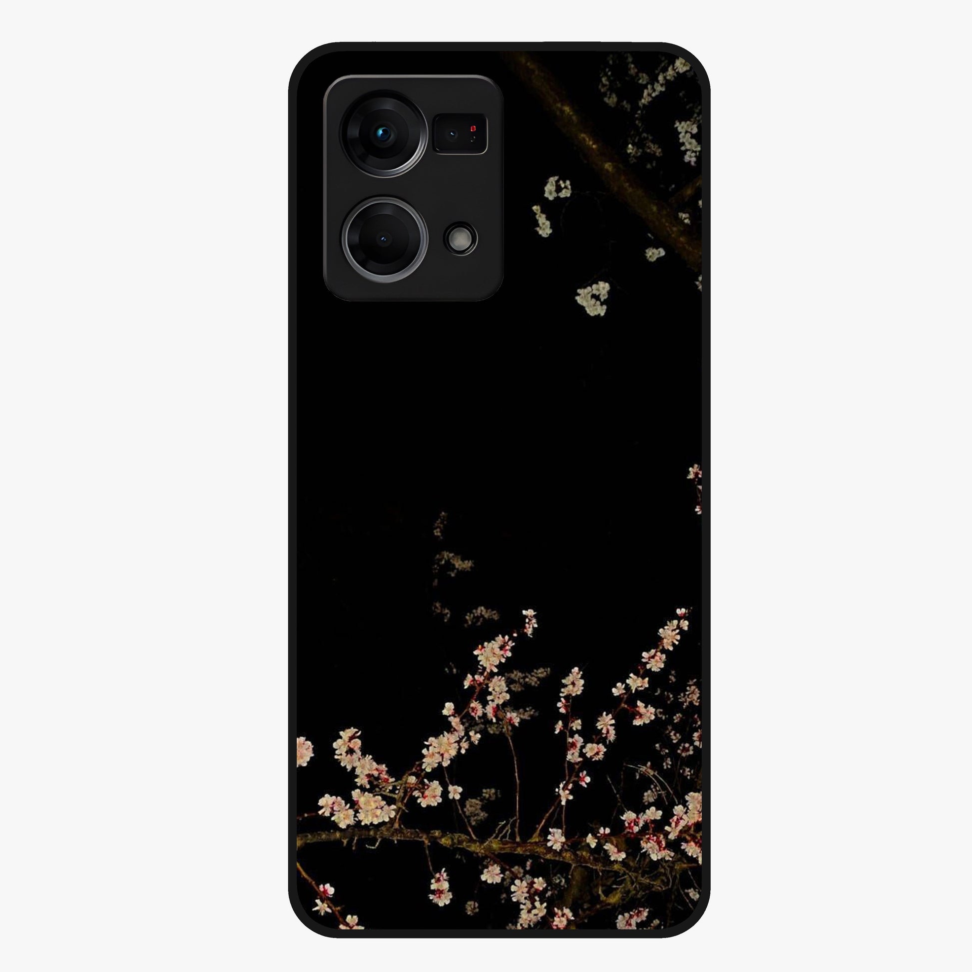 Petal Moon Light With Custom Name Glass Case showing flat back view with floral moonlight artwork and personalized name design.