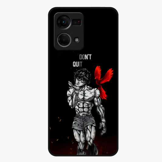 Rise Beyond Limits Glass Case showing flat back view with motivational typography artwork and glossy glass finish.