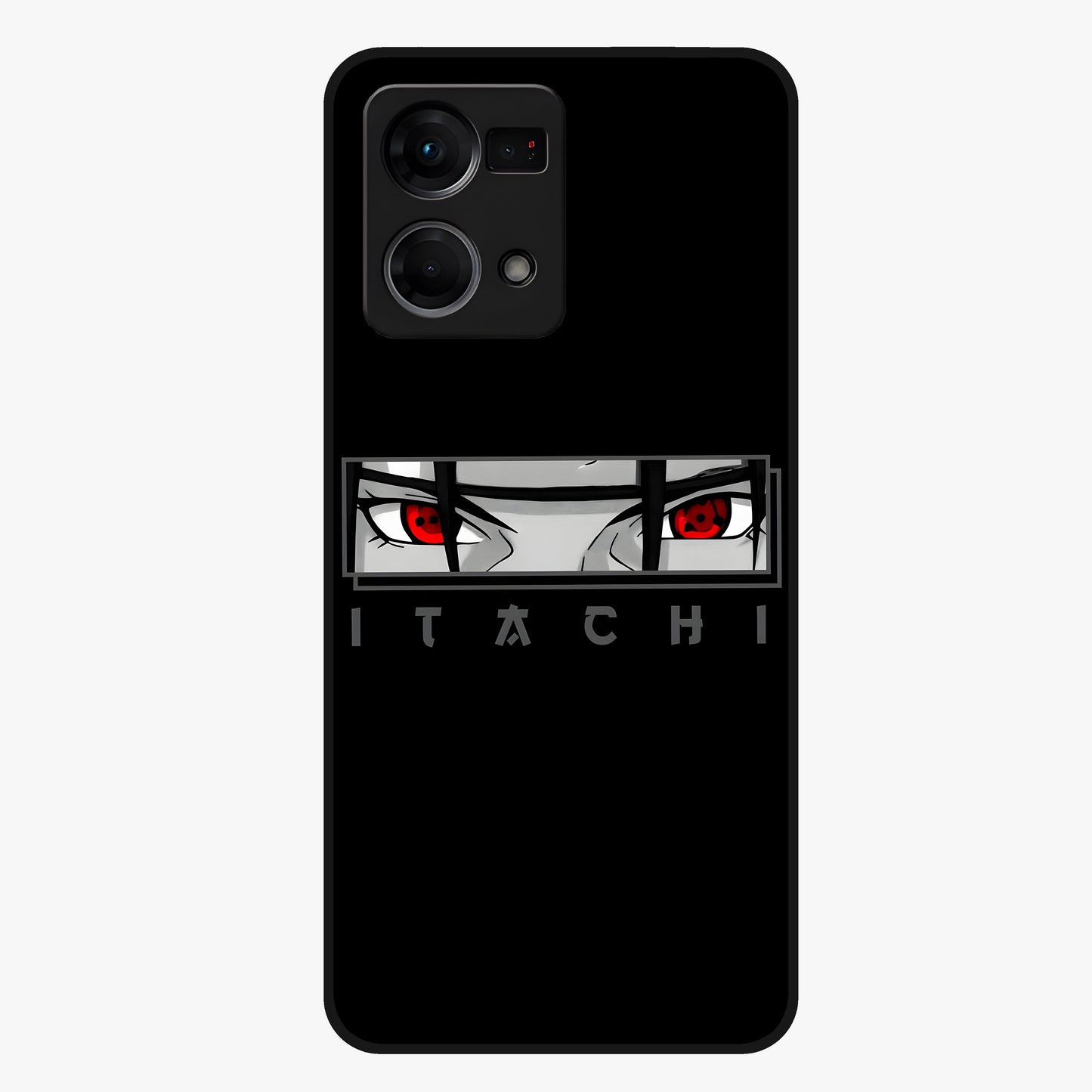 Scarlet Gaze Dominance Glass Case showing flat back view with striking red themed artwork and glossy glass finish.