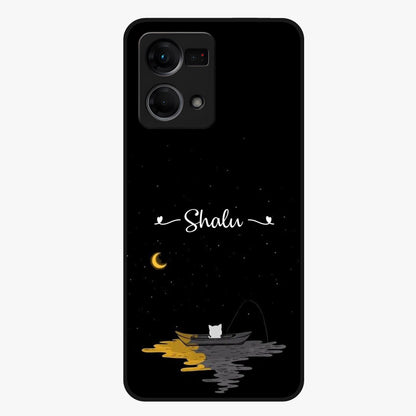 Silent Night Row Glass Case showing flat back view with calm night themed artwork and glossy glass finish.