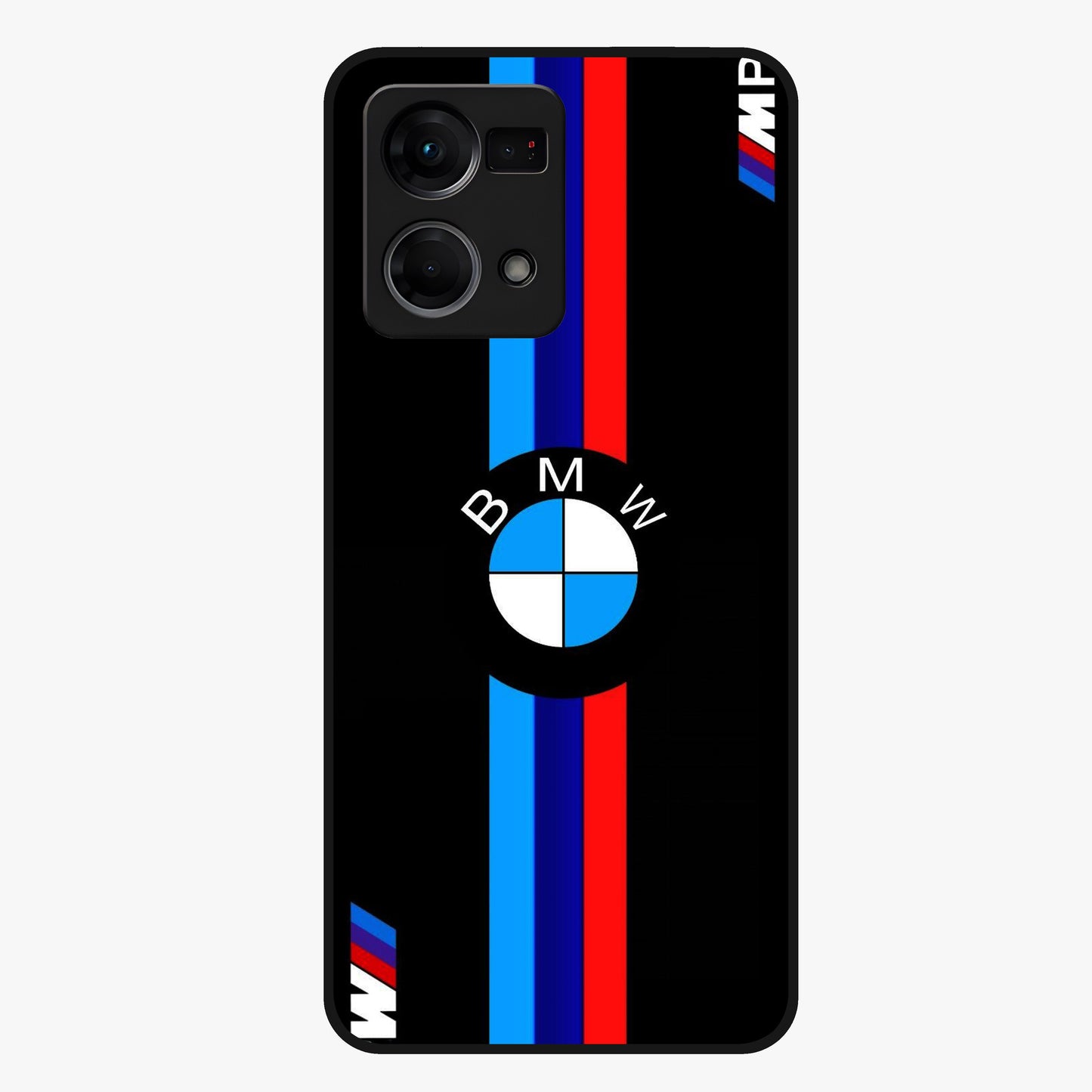 Turbo BMW Beast Glass Case showing flat back view with high performance sports car artwork and glossy glass finish.