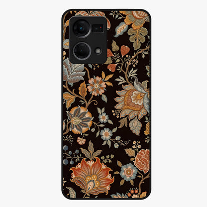 Vintage Floral Dream Glass Case showing flat back view with classic floral artwork and glossy glass finish.