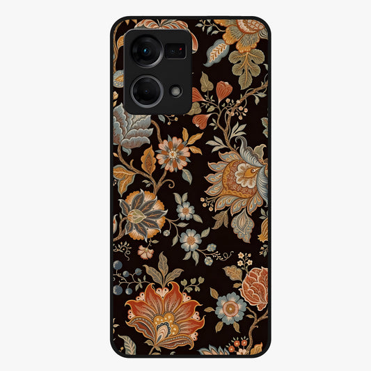 Vintage Floral Dream Glass Case showing flat back view with classic floral artwork and glossy glass finish.