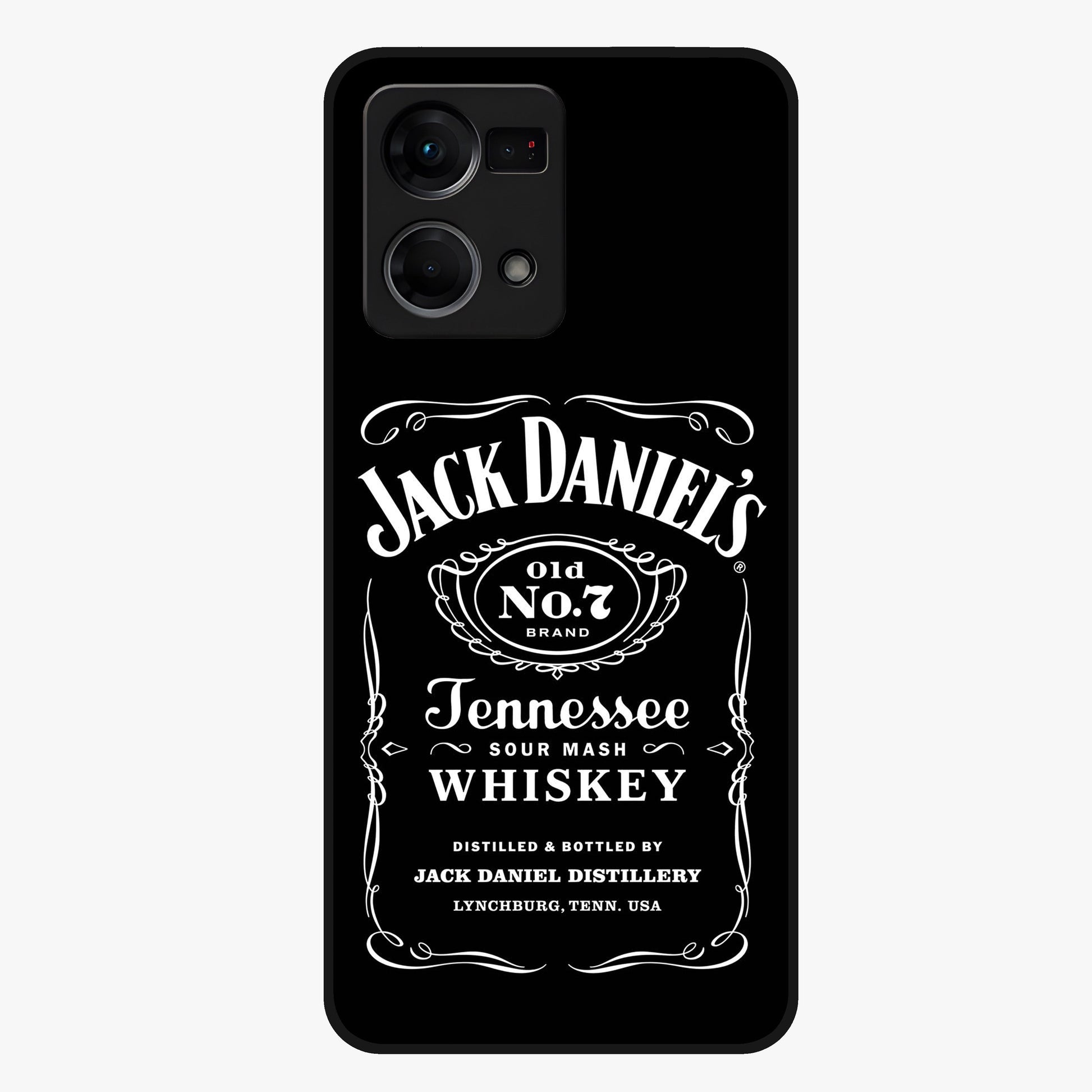 Vintage Whiskey Heritage Glass Case showing flat back view with classic whiskey inspired artwork and glossy glass finish.