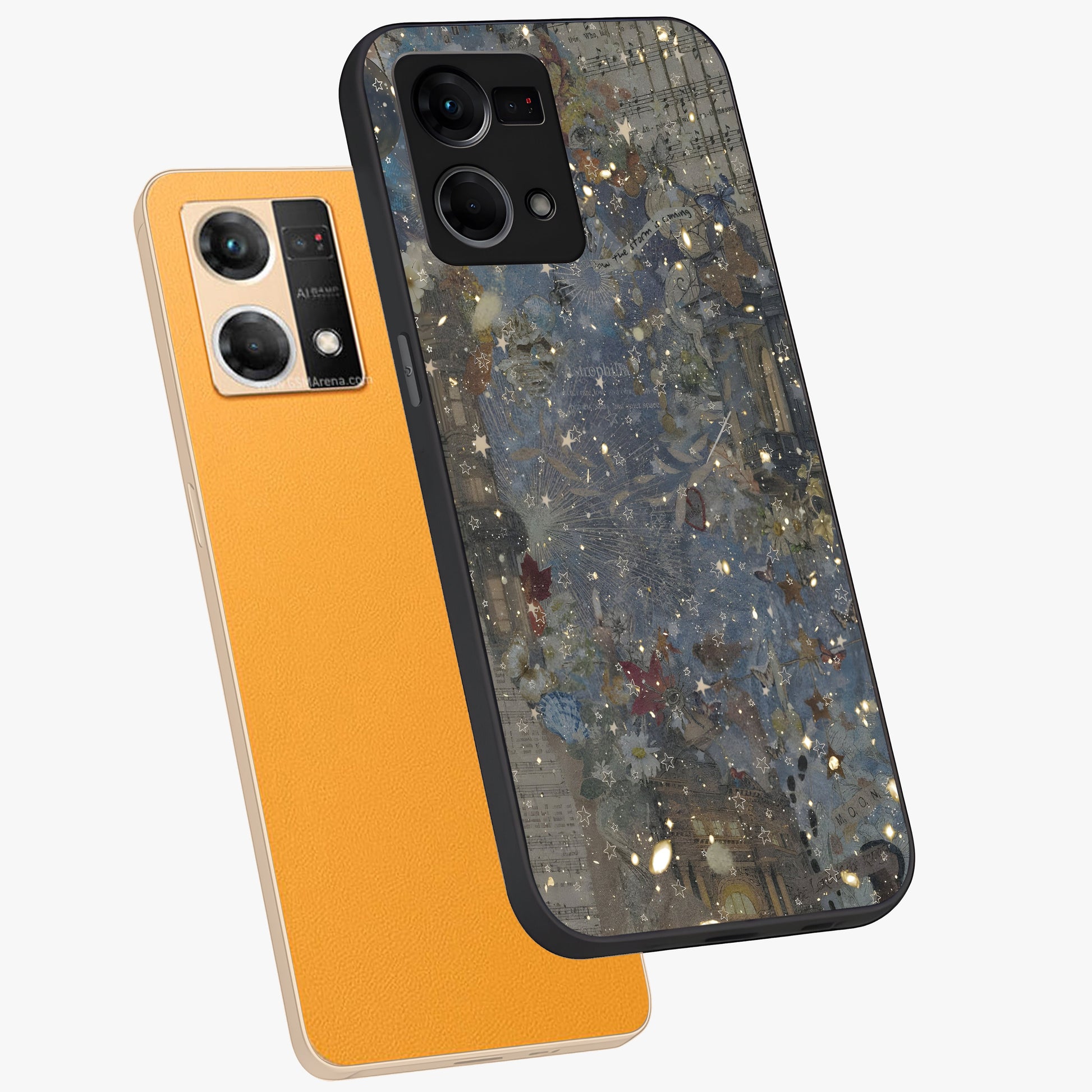 Aesthetic Astrolophia Glass Case displayed in angled mockup highlighting artistic aesthetic elements and smooth glass surface.