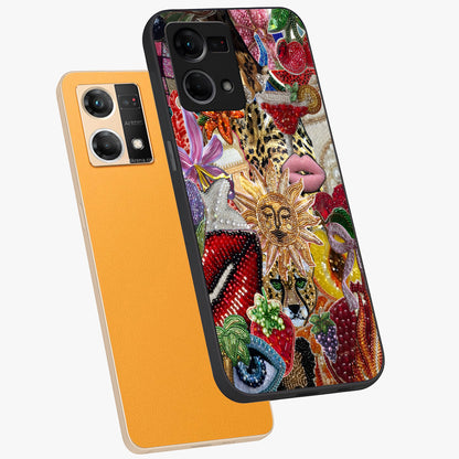 Beaded Fashion Jungle Glass Case displayed in angled mockup highlighting colorful fashion bead design and artistic pattern.