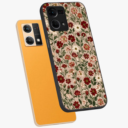 Biege Flower With Leaf Glass Case displayed in angled mockup highlighting minimal floral leaf design and elegant aesthetic.