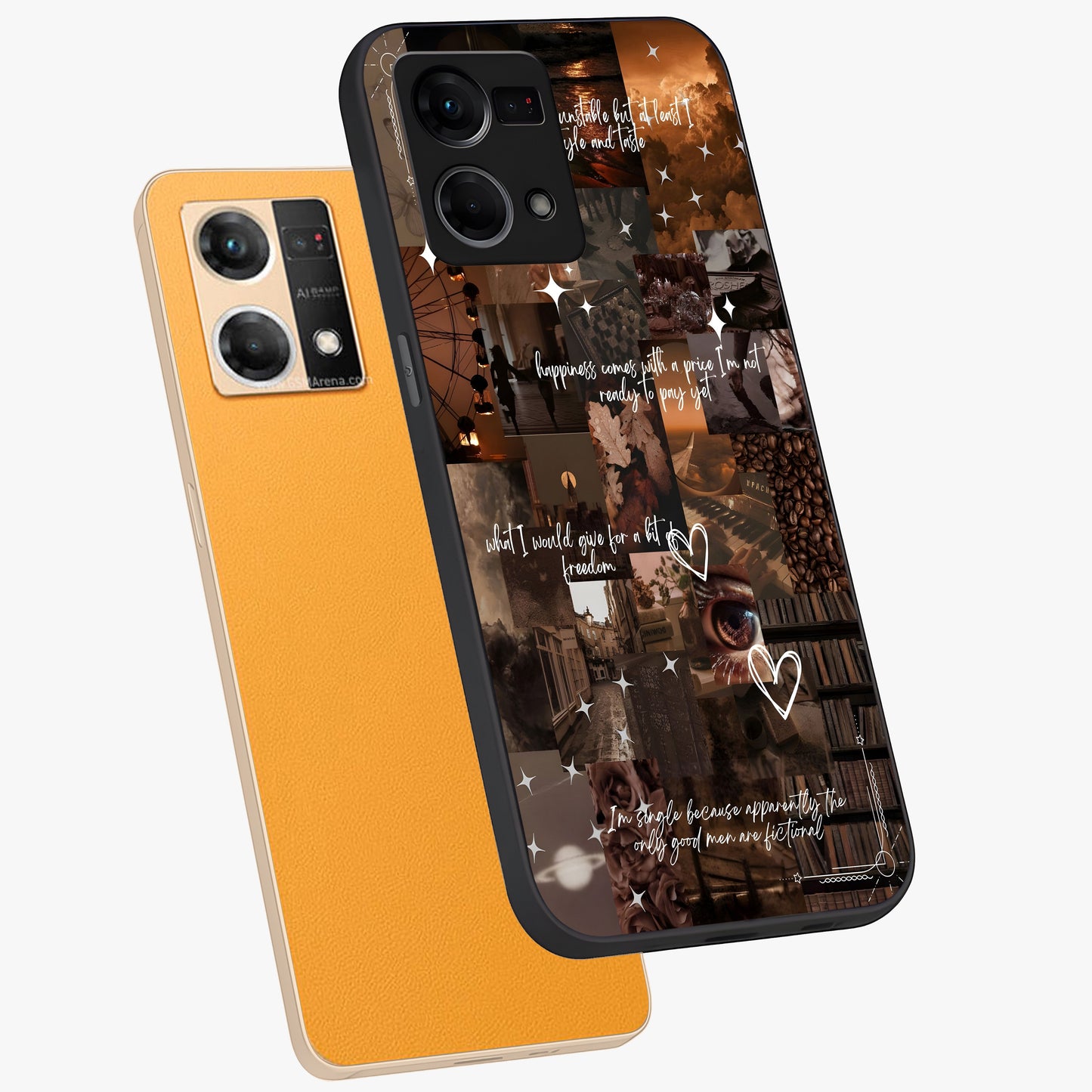 Bittersweet Aesthetic Chaos Glass Case displayed in angled mockup highlighting expressive abstract artwork and edgy aesthetic theme.
