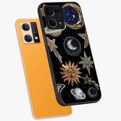 Celestial Gem Constellations Glass Case displayed in angled mockup highlighting gemstone inspired constellation design.