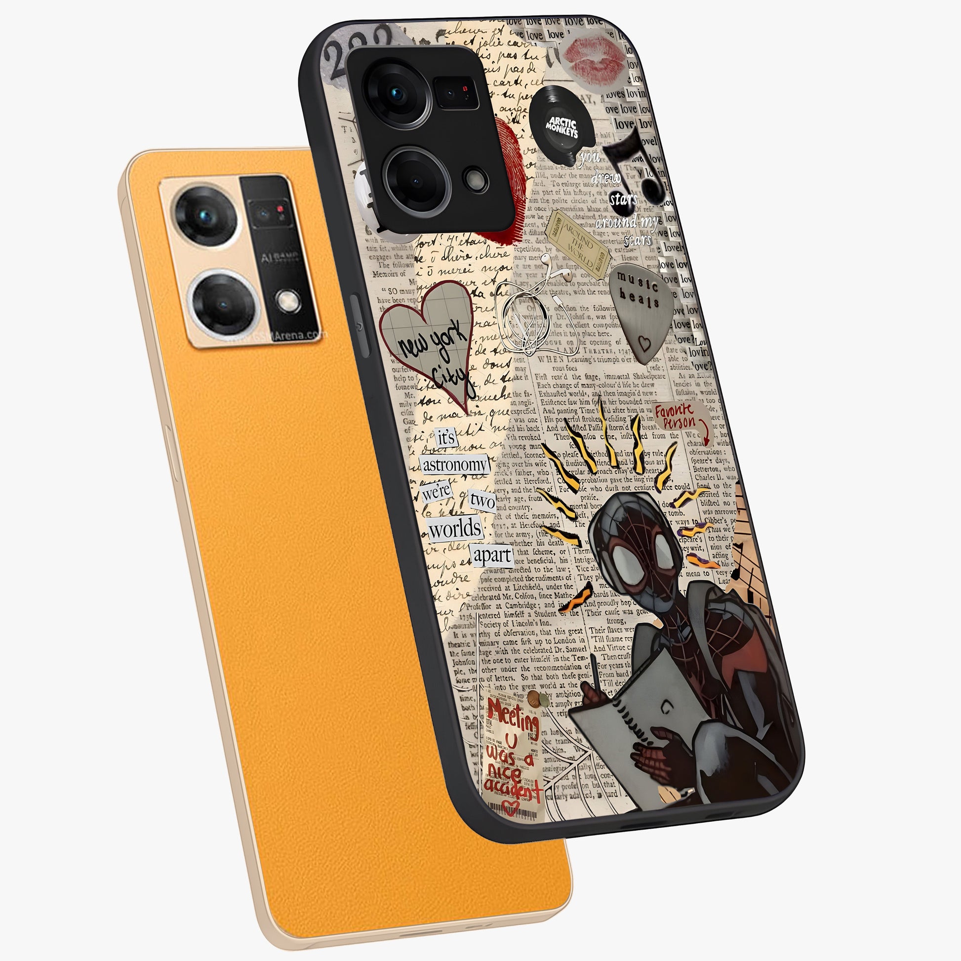 City Dream Sketch Glass Case displayed in angled mockup highlighting minimal city illustration with aesthetic sketch style.