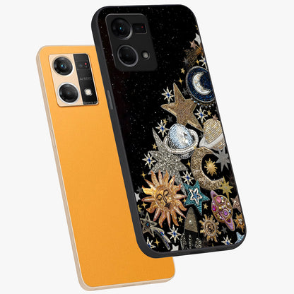 Cosmic Sparkle Dreams Glass Case displayed in angled mockup highlighting dreamy star sparkle design with celestial aesthetic.