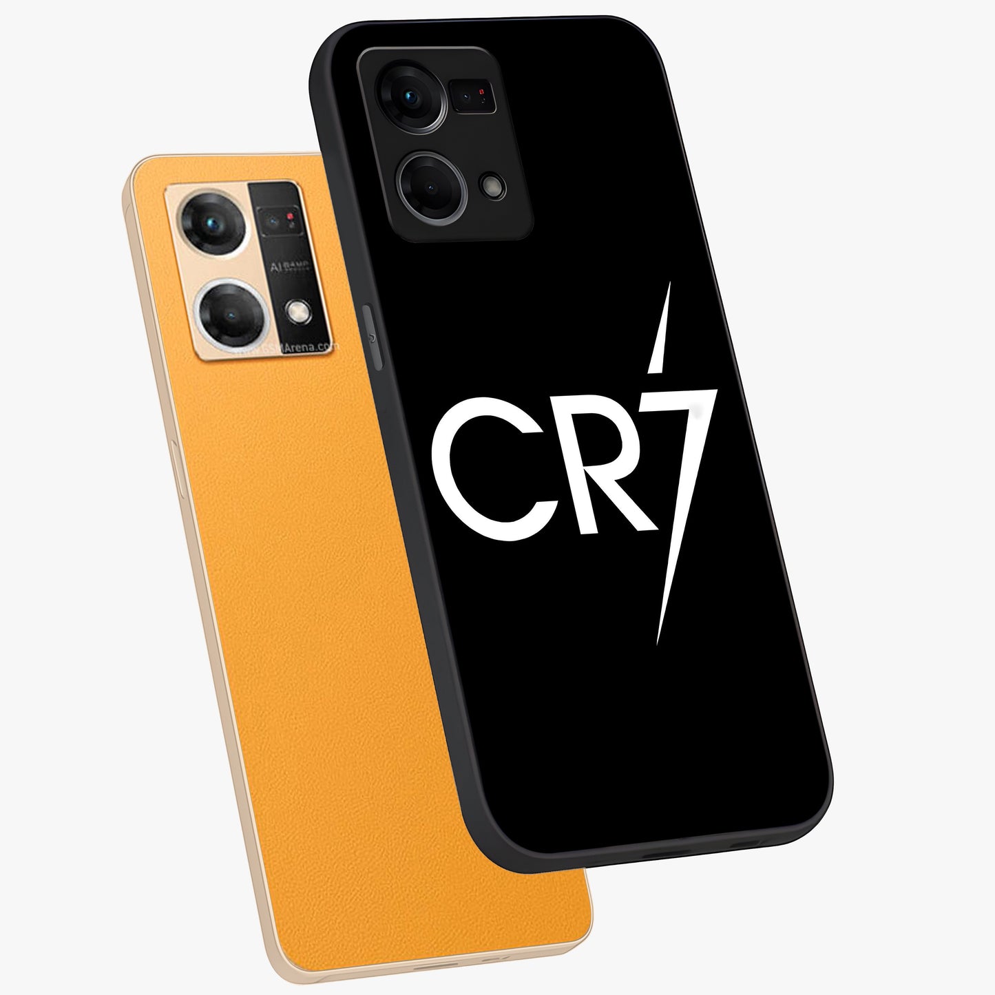Cr7 Elite Strike Glass Case displayed in angled mockup highlighting powerful sports graphic with bold athletic theme.