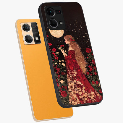 Crimson Dreams Glass Case displayed in angled mockup highlighting soft crimson aesthetic design with artistic theme.