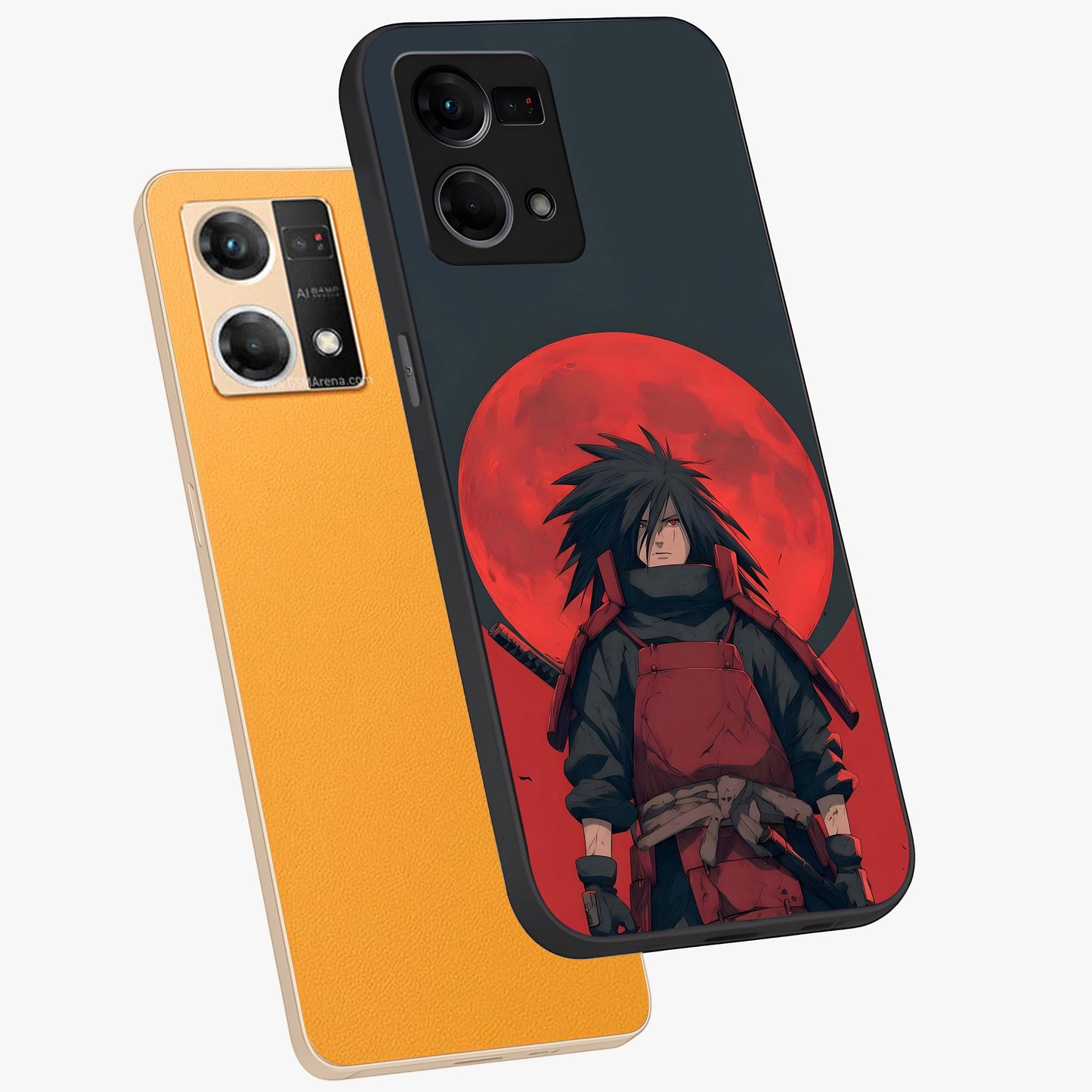 Crimson Moon Warlord Glass Case displayed in angled mockup highlighting dramatic crimson moon design with fantasy aesthetic.