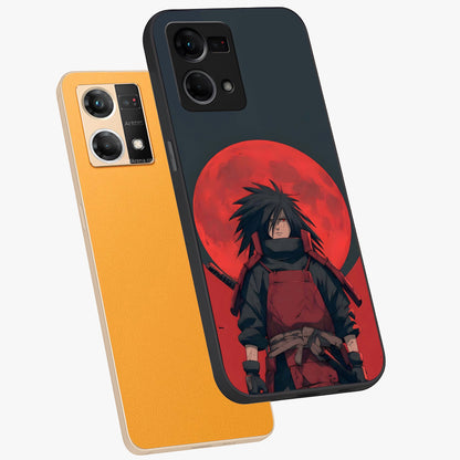 Crimson Moon Warlord Glass Case displayed in angled mockup highlighting dramatic crimson moon design with fantasy aesthetic.