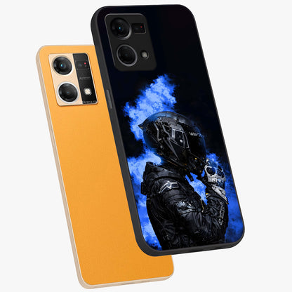 Cyber Sentinel Protocol Glass Case displayed in angled mockup highlighting digital cyber design with sci-fi aesthetic style.
