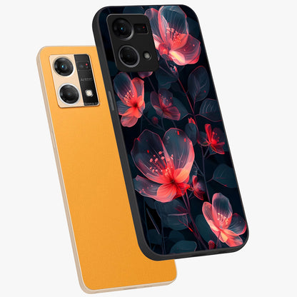 Dark Shade of Flower Glass Case displayed in angled mockup highlighting moody floral illustration with aesthetic dark tones.