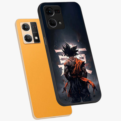 Dark Warrior In Rain Glass Case displayed in angled mockup highlighting dramatic warrior illustration with dark rain aesthetic.