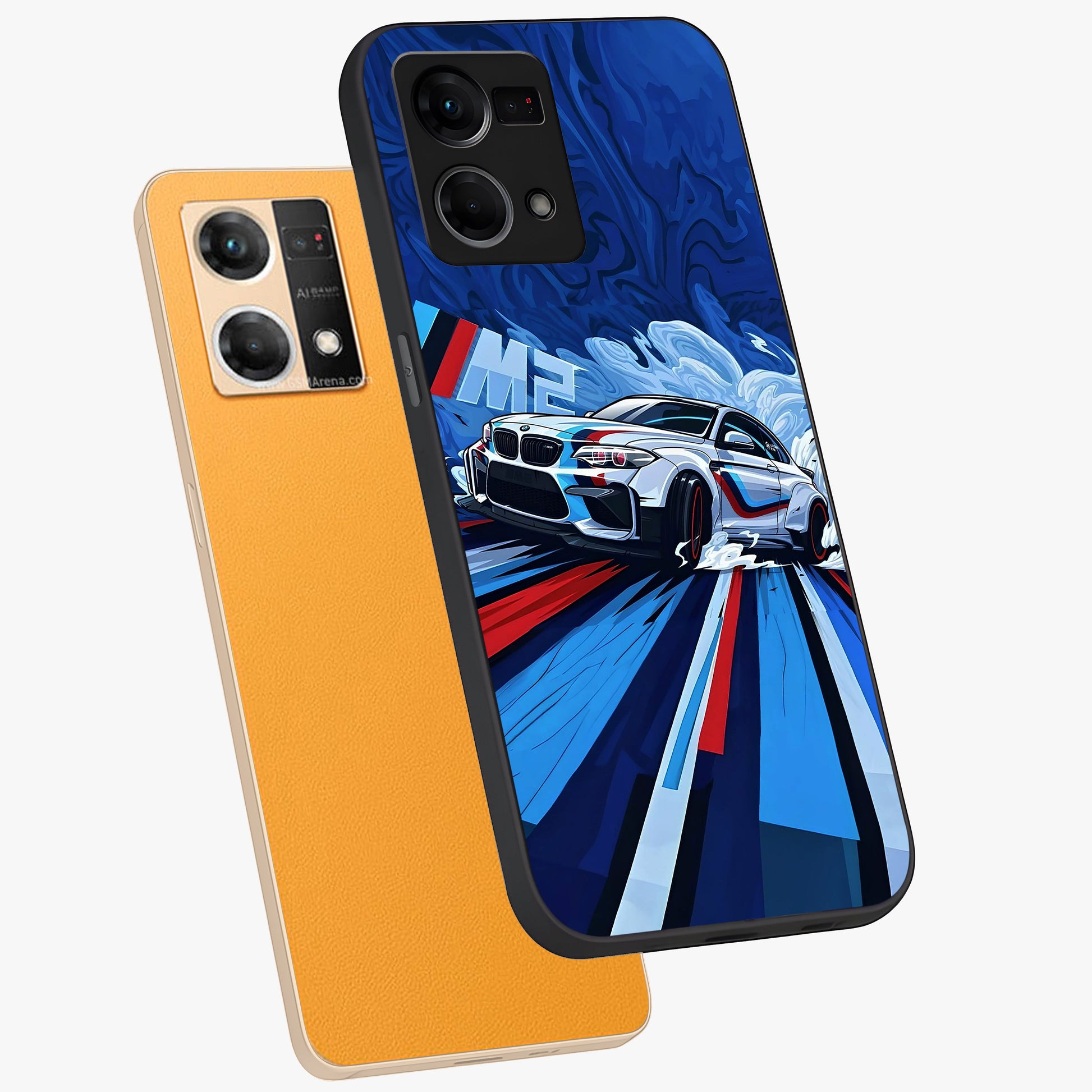 Drift Power Rush Glass Case displayed in angled mockup highlighting powerful drift car design with sporty aesthetic style.