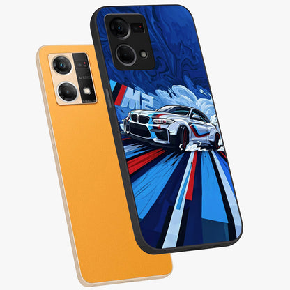 Drift Power Rush Glass Case displayed in angled mockup highlighting powerful drift car design with sporty aesthetic style.
