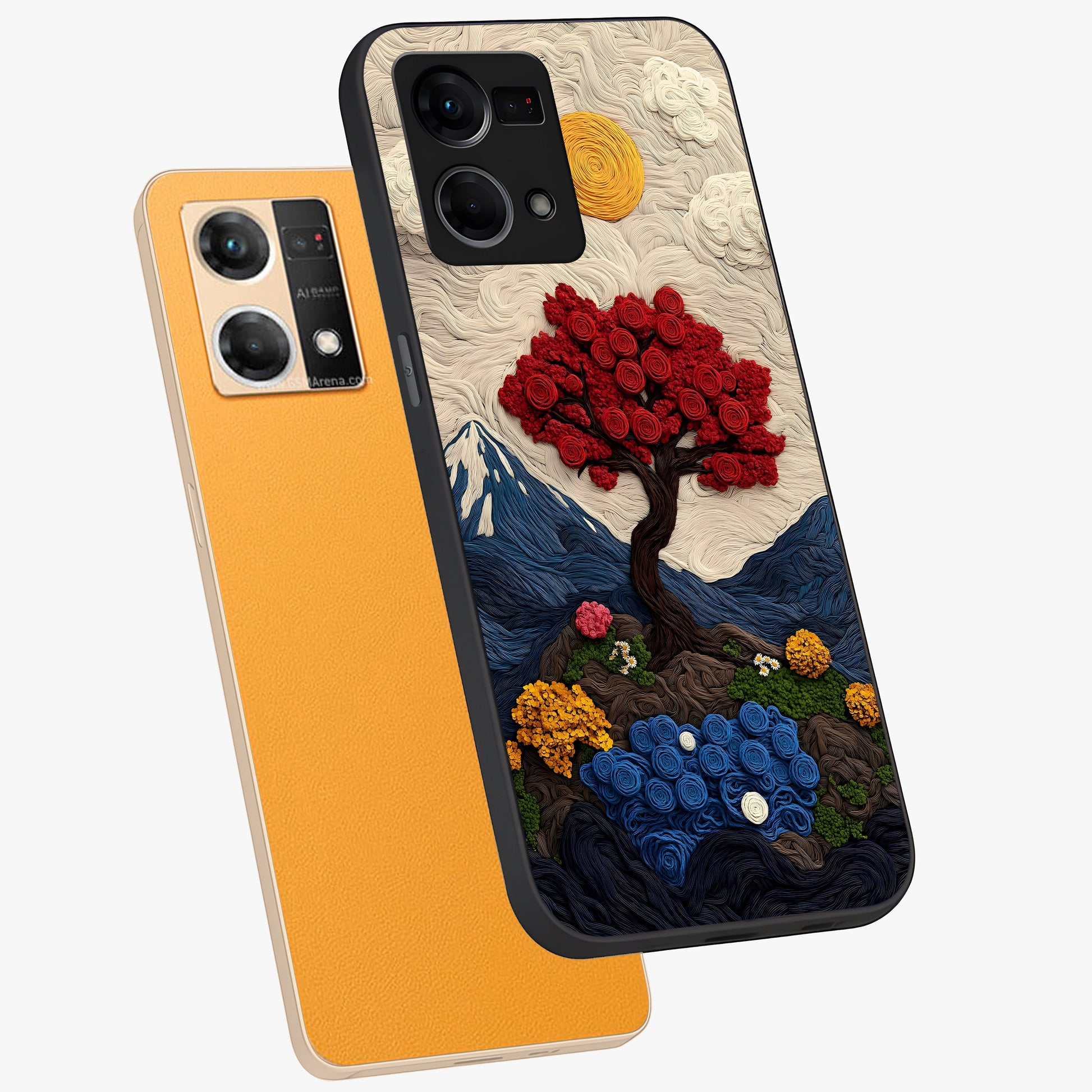 Eternal Nature Tapestry Glass Case displayed in angled mockup highlighting detailed botanical pattern with artistic aesthetic.