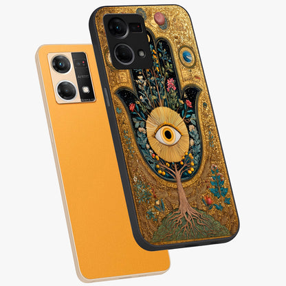 Ethereal Evil Eye Glass Case displayed in angled mockup highlighting protective evil eye symbol with spiritual aesthetic design.